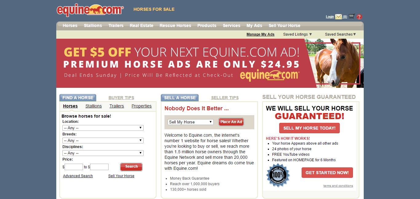 Equine.com homepage